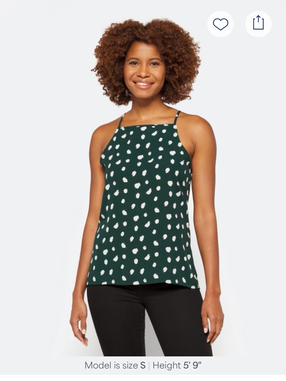41 Hawthorn Forest Green Dot Halter Cami